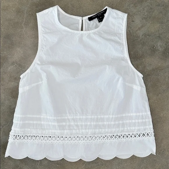 French Connection White Scallop Hem Tank Top - Picture 3 of 8